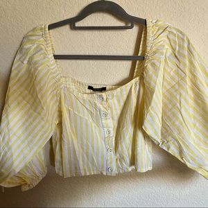 Forever21, beautiful puff sleeve striped cropped top